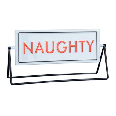 H for Happy&trade; 9.84-Inch Naughty/Nice Metal Reversible Tabletop Sign. View a larger version of this product image.