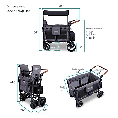WonderFold Wagon Premium Quad Stroller Wagon in Charcoal Grey. View a larger version of this product image.
