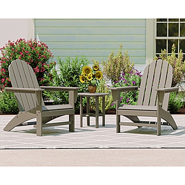 POLYWOOD&reg; Vineyard 3-Piece Adirondack Set in Grey. View a larger version of this product image.