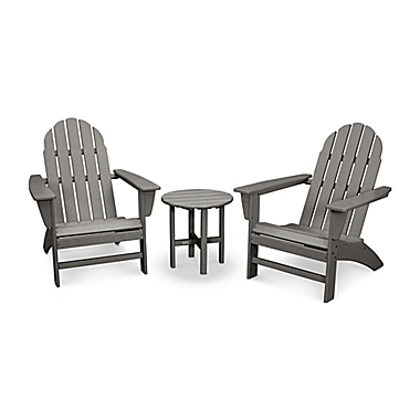 POLYWOOD&reg; Vineyard 3-Piece Adirondack Set in Grey. View a larger version of this product image.