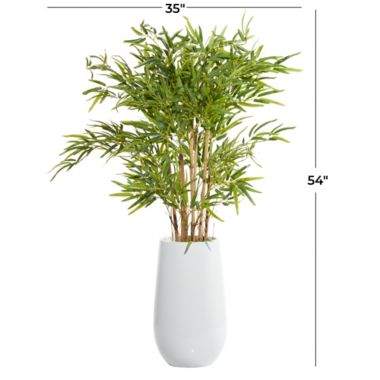 Ridge Road Decor 53.5-Inch Faux Bamboo Plant with White Fiberglass Planter. View a larger version of this product image.