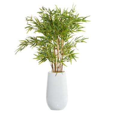 Ridge Road Decor 53.5-Inch Faux Bamboo Plant with White Fiberglass Planter. View a larger version of this product image.