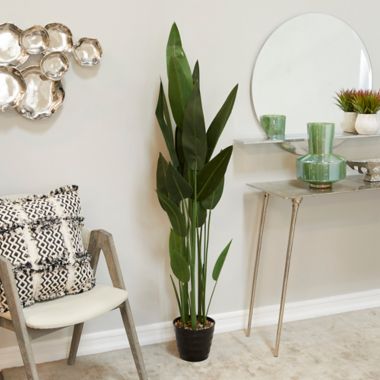 Ridge Road Decor 61-Inch Artificial Banana Leaf Plant with Black Ribbed Planter. View a larger version of this product image.