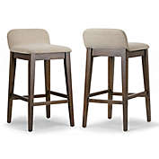 Glamour Home&trade; Atia Low-Back Bar Stools in Beige/Dark Brown (Set of 2)