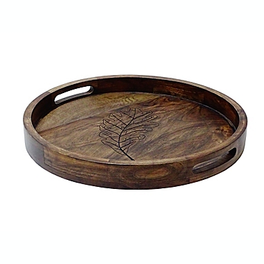 Bee &amp; Willow&trade; 14-Inch Round Aged Fall Serving Tray in Grey. View a larger version of this product image.