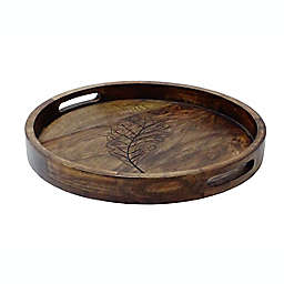 Bee & Willow™ 14-Inch Round Aged Fall Serving Tray in Grey