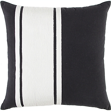 Studio 3B&trade; Crewel Decorative Stripe Square Throw Pillow in Black/Coconut Milk. View a larger version of this product image.