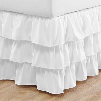 Betsey Johnson&reg; Solid Microfiber White Queen Ruffled Bed Skirt