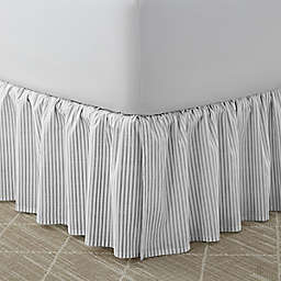 Laura Ashley® Classic Ticking Stripe Twin Ruffled Bedskirt in Silver