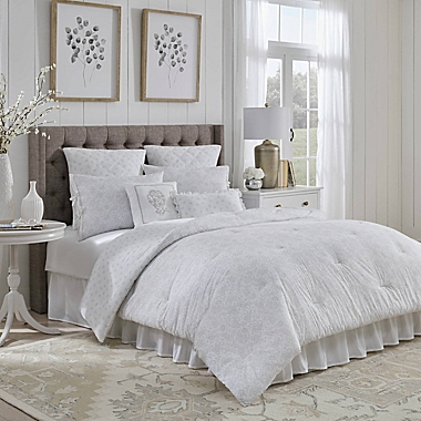 Laura Ashley&reg; Cerie Reversible 5-Piece Twin Comforter Bonus Set in White. View a larger version of this product image.