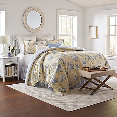 Laura Ashley&reg; Maybelle 4-Piece King Comforter Set in Yellow. View a larger version of this product image.