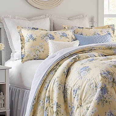 Laura Ashley&reg; Maybelle 4-Piece King Comforter Set in Yellow. View a larger version of this product image.