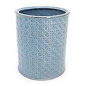Everhome&trade; Cane Ceramic Wastebasket in Blue