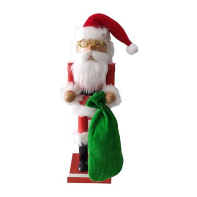 H for Happy&trade; 14-Inch Santa Nutcracker with Bag in Green