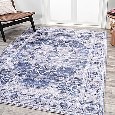 JONATHAN Y Alanya Medallion Indoor/Outdoor Rug in Navy/Cream. View a larger version of this product image.