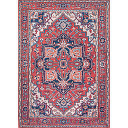 JONATHAN Y 3' x 5' Cirali Ornate Large Medallion Indoor/Outdoor Area Rug in Red/Navy