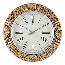 Everhome™ 20-Inch Water Hyacinth Wall Clock in Natural/Silver