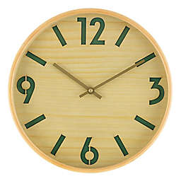 Studio 3B™ 12" Round Cutout Dial Wall Clock in Natural Wood