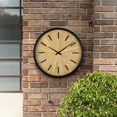 Studio 3B&trade; 26&quot; Round Wood Dial Wall Clock in Black. View a larger version of this product image.