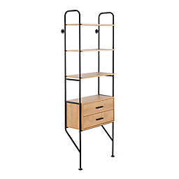 LumiSource Lean Bookcase in Black Metal and Brown Wood