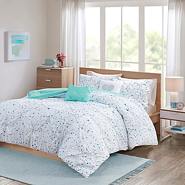 Intelligent Design Abby 5-Piece Printed and Pintucked Full/Queen Comforter Set in Aqua Blue. View a larger version of this product image.