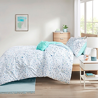 Intelligent Design Abby 3-Piece Printed and Pintucked Twin/Twin XL Duvet Cover Set in Aqua Blue. View a larger version of this product image.