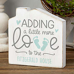 "Adding More Love" Personalized New Baby Shelf Block