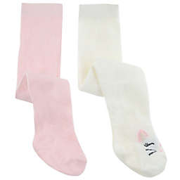 Capelli® New York Size 0-9M 2-Pack Cutie Cat Sweater Tights in Ivory/Pink