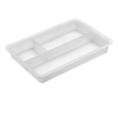 Squared Away&trade; 3-Tier Utility Storage Cart Sliding Organizer Tray in Frost. View a larger version of this product image.
