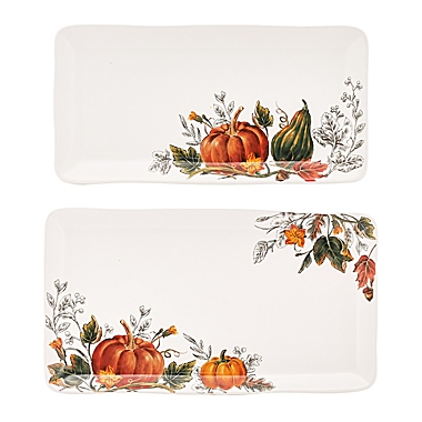 Bee &amp; Willow&trade; 2-Piece Fall Pumpkin Rectagular Serving Platter Set. View a larger version of this product image.