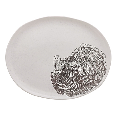 Bee & Willow&trade; 20-Inch Turkey Motif Serving Platter in White. View a larger version of this product image.
