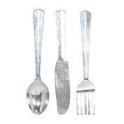 Ridge Road D&eacute;cor 3-Piece Cutlery Aluminum Wall D&eacute;cor Set in Silver