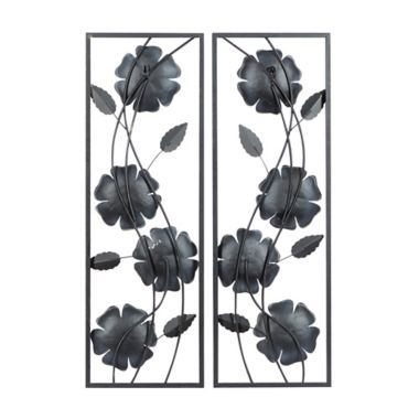 Ridge Road Decor 2-Piece Metal Contemporary Wall Decor Set in White. View a larger version of this product image.
