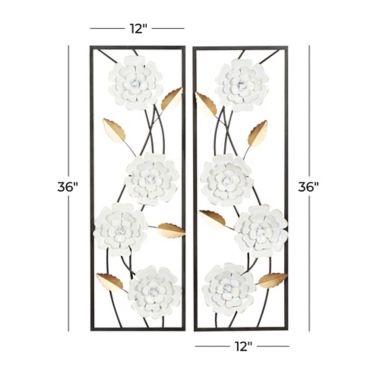 Ridge Road Decor 2-Piece Metal Contemporary Wall Decor Set in White. View a larger version of this product image.
