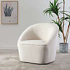 Alternate image 1 for eLuxury Supply Faux Shearling Barrel Swivel Chair in Cream