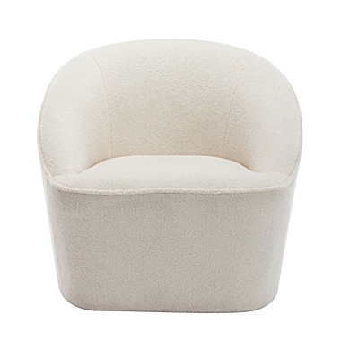 eLuxury Supply Faux Shearling Barrel Swivel Chair in Cream. View a larger version of this product image.