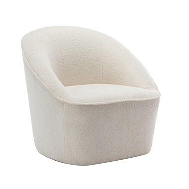 eLuxury Supply Faux Shearling Barrel Swivel Chair in Cream. View a larger version of this product image.