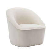 eLuxury Supply Faux Shearling Barrel Swivel Chair in Cream
