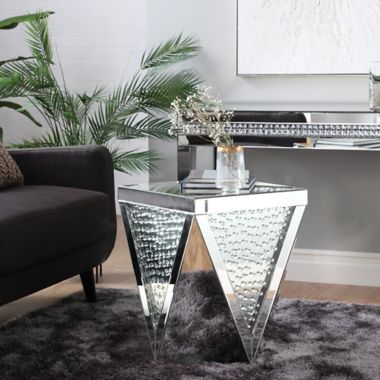 Ridge Road D&eacute;cor Glam Mirrored Accent Table in Silver. View a larger version of this product image.