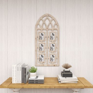 Ridge Road D&eacute;cor 6-Opening Whitewashed Wood Vintage Wall Photo Frame. View a larger version of this product image.