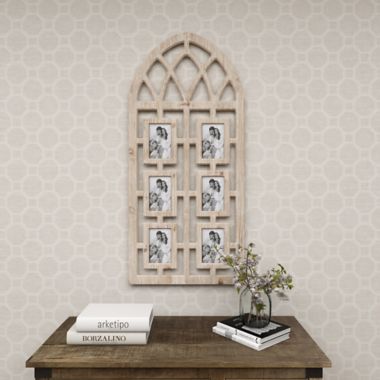 Ridge Road D&eacute;cor 6-Opening Whitewashed Wood Vintage Wall Photo Frame. View a larger version of this product image.