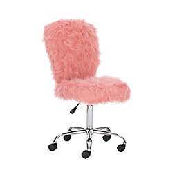 Faux Flokati Armless Office Chair in Blush