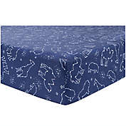 Trend Lab&reg; Starry Safari Flannel Deluxe Fitted Crib Sheet in Navy/White