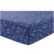 Trend Lab&reg; Starry Safari Flannel Deluxe Fitted Crib Sheet in Navy/White