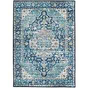 Washable Kitchell Rug in Teal/Ivory
