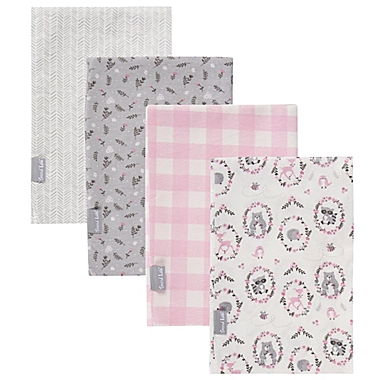 Trend Lab&reg; 4-Pack Sweet Forest Friends Flannel Swaddling Blankets in Pink. View a larger version of this product image.