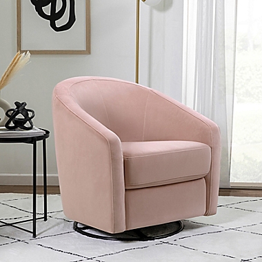 Babyletto Madison Swivel Glider in Blush Pink Velvet. View a larger version of this product image.