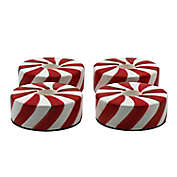 H for Happy&trade; Hand-Carved Dolomite Peppermint Candle Holders in Red/White (Set of 4)