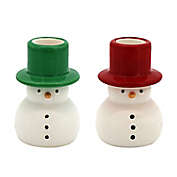 H for Happy&trade; Hand-Carved Dolomite Snowman Taper Holders (Set of 2)
