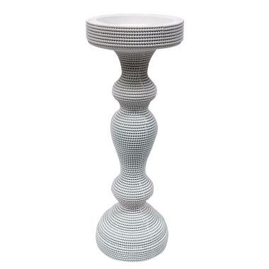 Everhome&trade; 12-Inch Beaded Candle Holder in White. View a larger version of this product image.